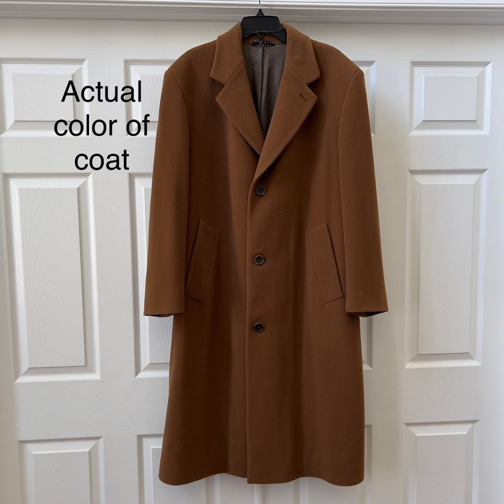 Hugo Boss De Tomaso Vintage Brown Wool Over Coat, Made in Italy, Size 42R - Picture 1 of 16